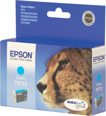 Epson T0712 Cyan Tintenpatrone (Original) – 485 Seiten – für Stylus DX4000 – T071240