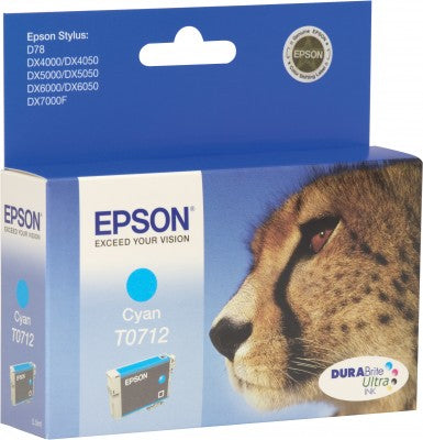 Epson T0712 Cyan Tintenpatrone (Original) – 485 Seiten – für Stylus DX4000 – T071240