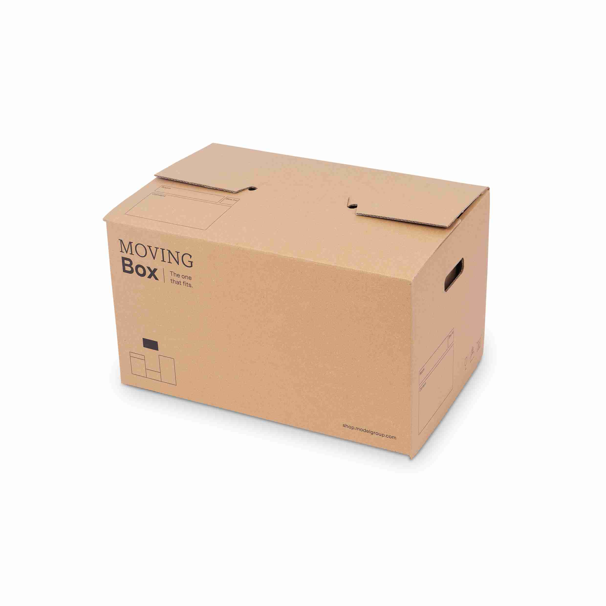Model Fix-Aufrichtekarton – 567 × 385 × 335 mm, braun, Wellkarton, EB-Welle 4,5 mm – 1 Stk., ab 20 Stk.