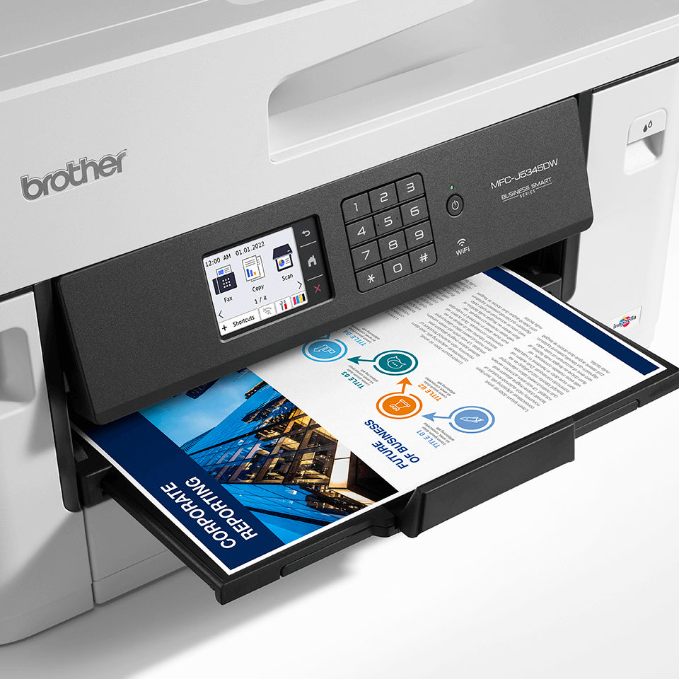 Brother MFC-J5345DW – Farbiges Tintenstrahl-MFP A3, 4-in-1 – USB/LAN/WLAN – Duplex, ADF – 28 S./Min. S/W