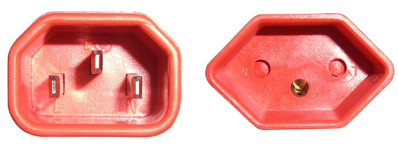 Diggelmann Netzkabel, IEC C14 auf T13, 2 m, Rot, SPRDC14T13-2