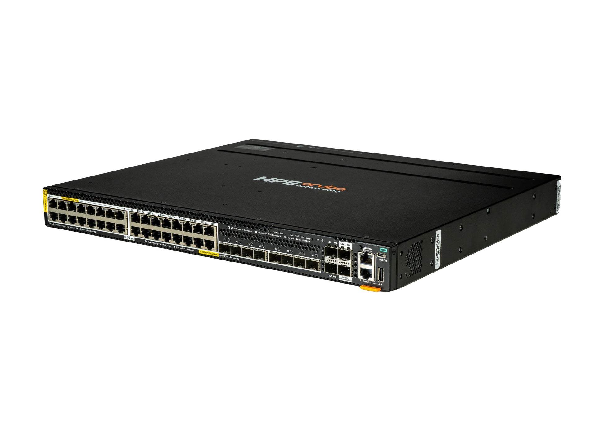 HPE Aruba Networking CX 6300M 32p – Managed Switch – 32×GbE, 8×SFP+, 2×SFP56, 2×SFP28, PoE