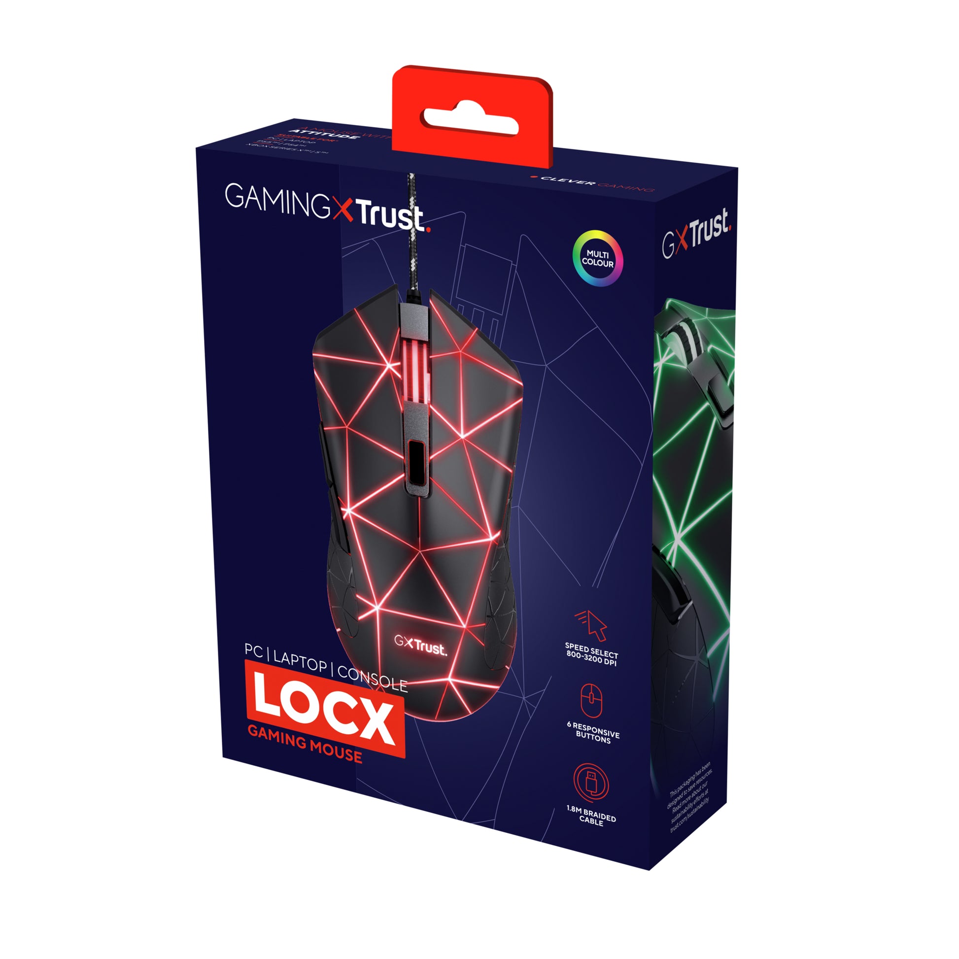 Trust GXT 133 Locx – Gaming-Maus – Kabelgebunden (USB-A), 4000 DPI, RGB-Beleuchtung, Rechts, Schwarz
