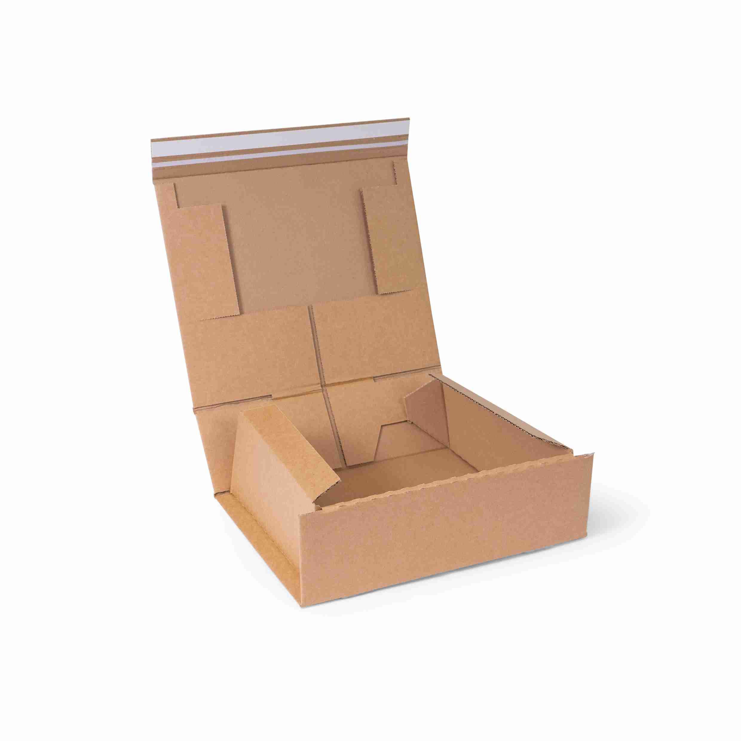 Model Versandverpackung – 330 × 290 × 120 mm, braun, Aufreissband, Dokumentenfach, selbstklebend – 1 Stk., ab 60 Stk.