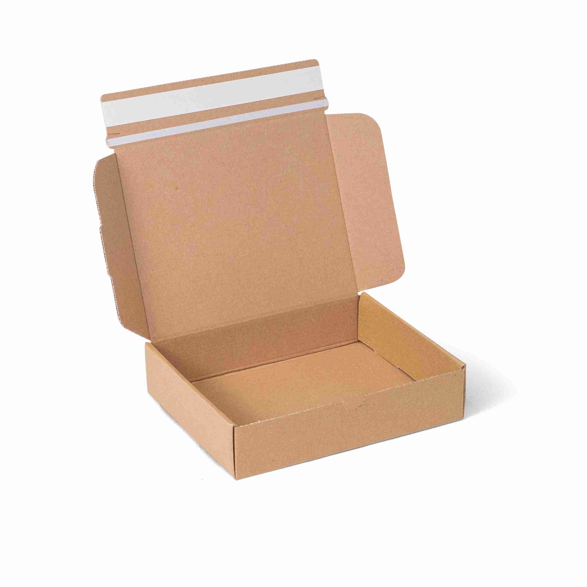 Model Versandkarton – 192 × 155 × 43 mm, braun, Automatikboden, selbstklebend – 1 Stk., ab 20 Stk.