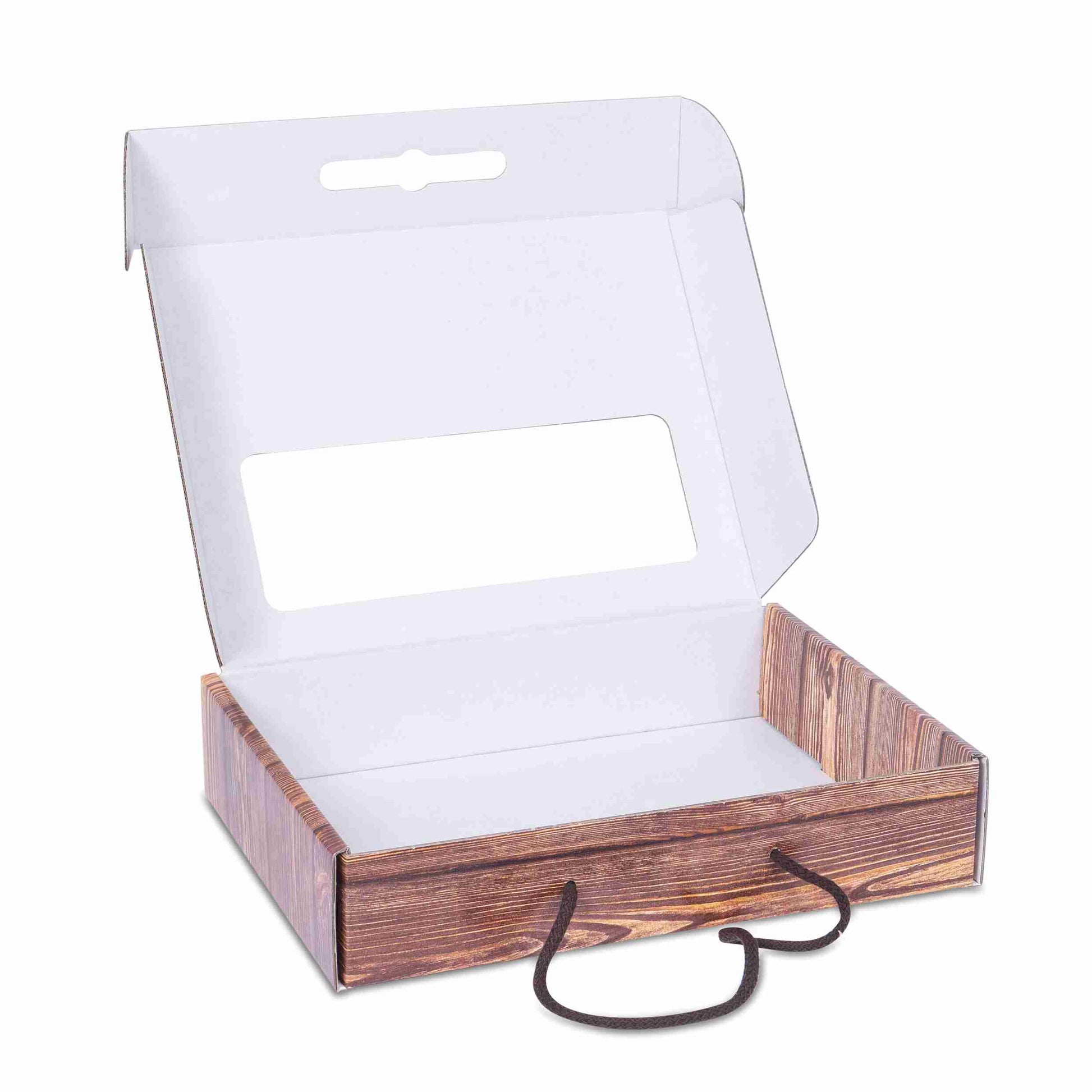 Weinpräsentkarton braun – Innenmass 240 × 310 × 65 mm – für 5 Flaschen – 1 Stk., ab 100 Stk.