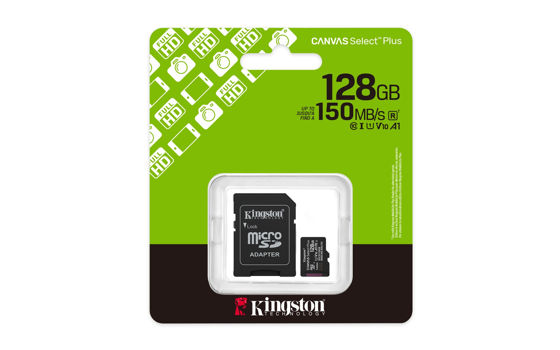 Kingston Technology Kingston Canvas Select Plus Gen3 microSDXC-Karte – 128 GB, 150 MB/s, A1, mit Adapter