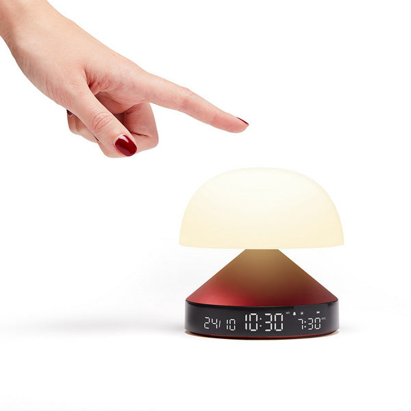 Lexon Lichtwecker Mina Sunrise – digital – 11 × 11 cm, weinrot, Aluminium, USB, Wecktöne