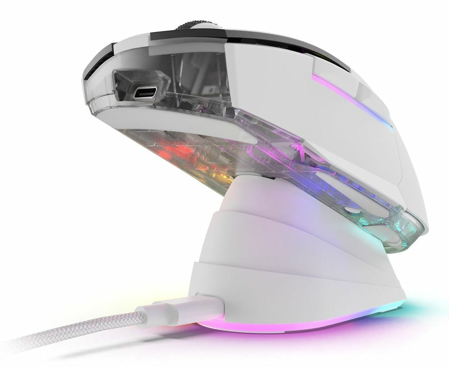 R-Go Tools Sharkoon SKILLER SGM50W – Gaming-Maus – Kabellos (2,4 GHz), 6400 DPI, RGB-Beleuchtung, Rechtshänder, Weiss