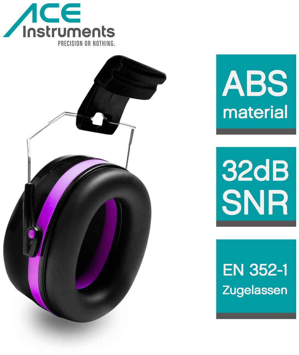 ACE Mute Kapselgehörschutz – SNR 32 dB – Schwarz/Pink – EN 352-1