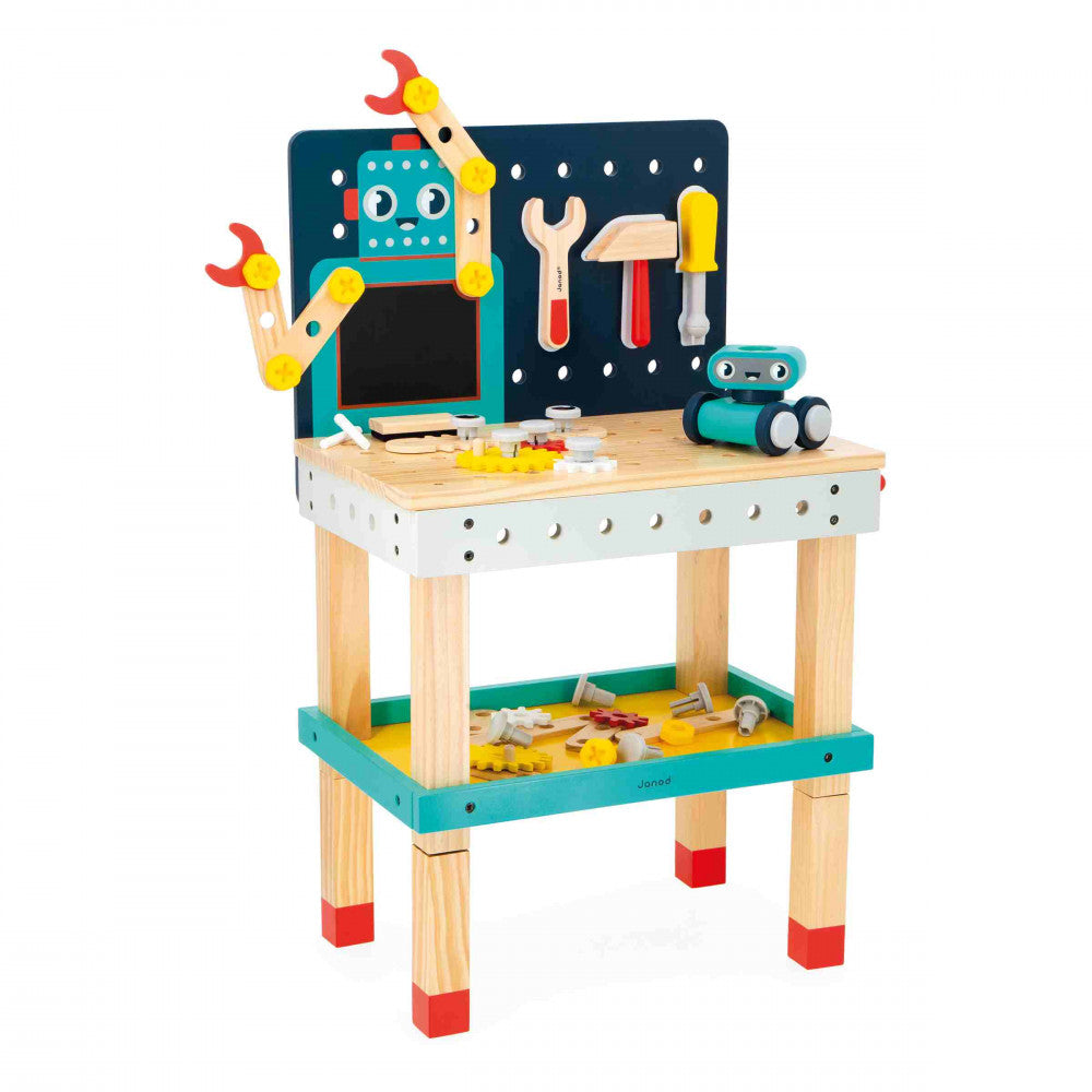 JANOD Brico'Kids Werkbank Roboter – 50-teilig – ab 3 Jahren – 48,0 × 79,0 × 31,5 cm – mehrfarbig – FSC