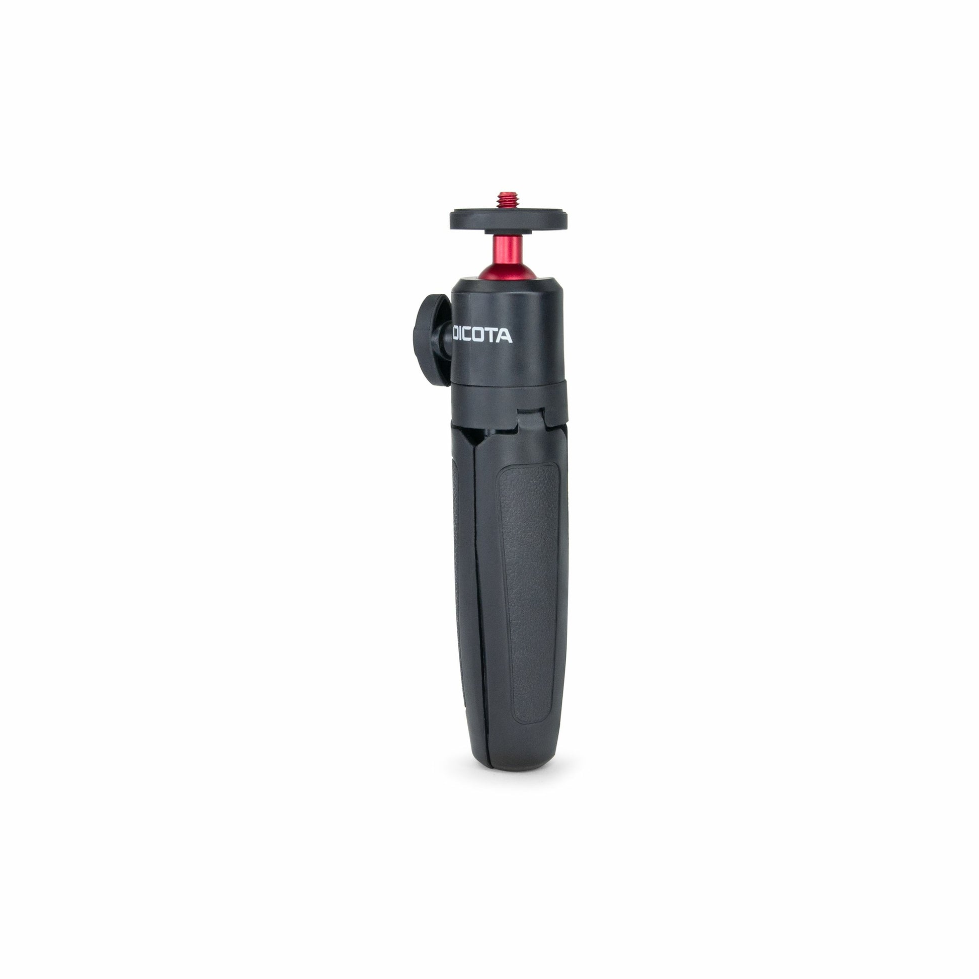 DICOTA D32049 Webcam-Stativ – 24,5 cm, 3-Bein, neigbarer Kugelkopf – für Webcams – Schwarz/Rot