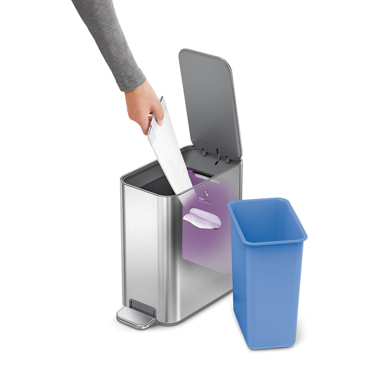 Simplehuman – Papierkorb – 5 l, mit Deckel – Edelstahl