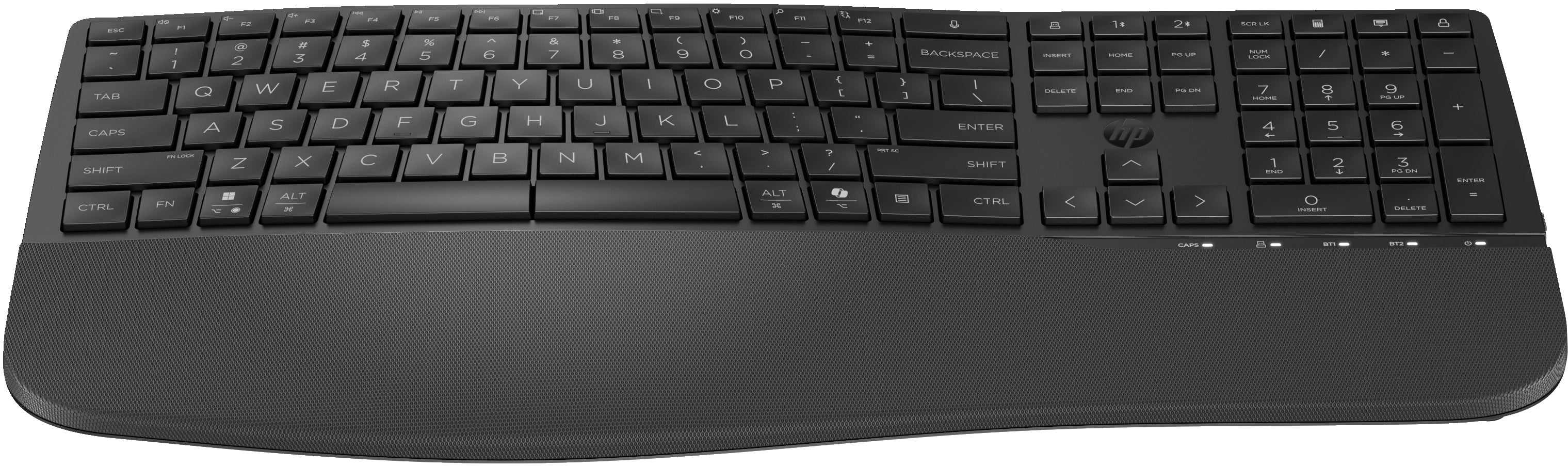 HP 685 Comfort – Tastatur – Membran – Bluetooth & 2,4 GHz – mit Handballenauflage – Schwarz