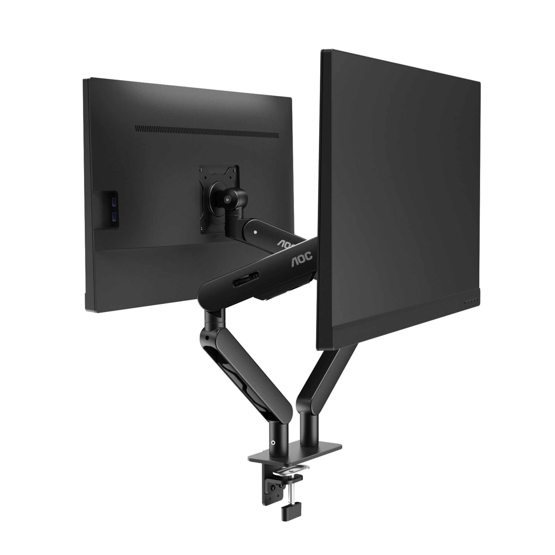 AOC AM420B – Monitorarm, Dual, bis 34", VESA 75 × 75 mm, 9 kg, neigbar, schwarz