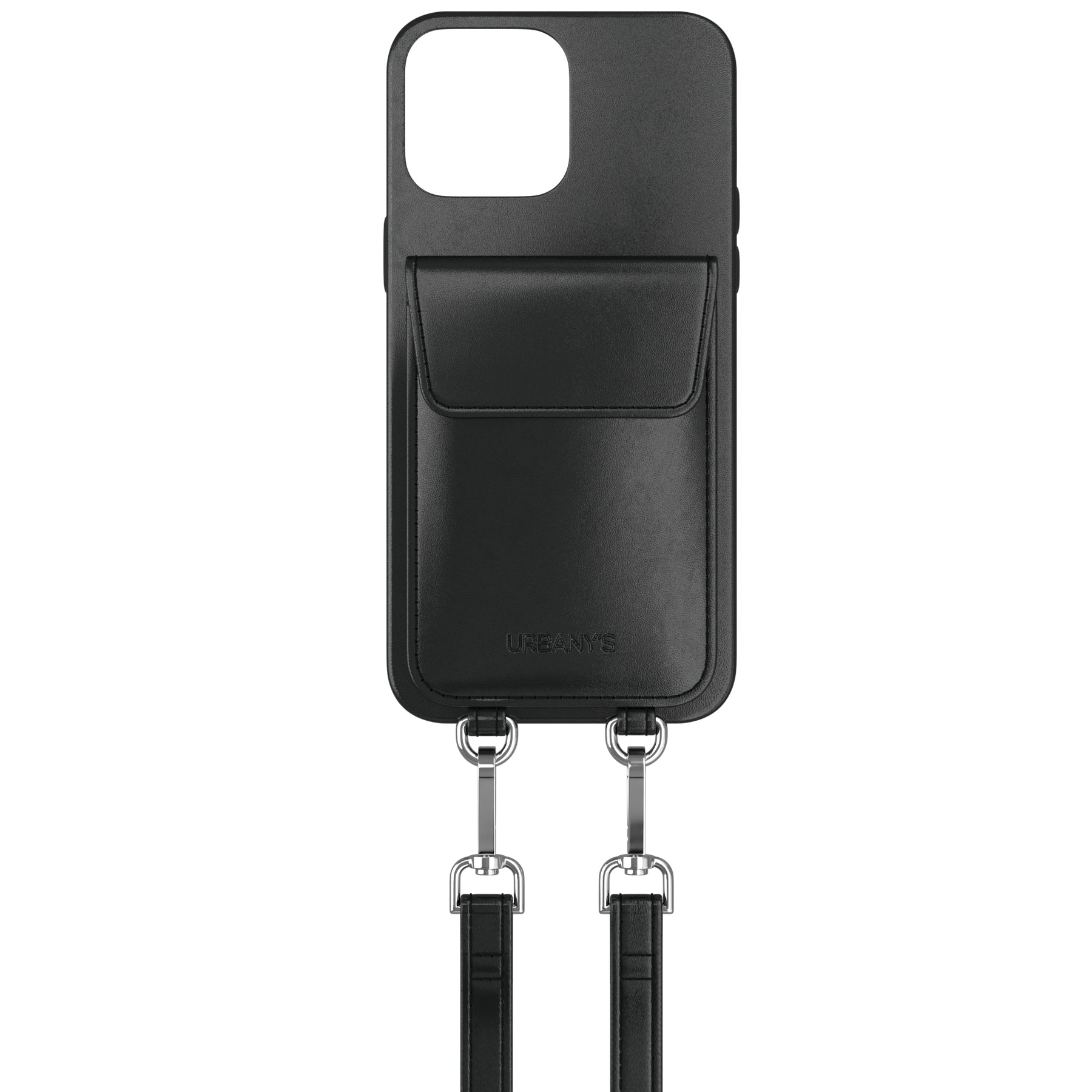 Urbany's Necklace-Hülle Night Owl – für Apple iPhone 15 Pro Max – schwarz – Kunstleder – mit Kartenfach