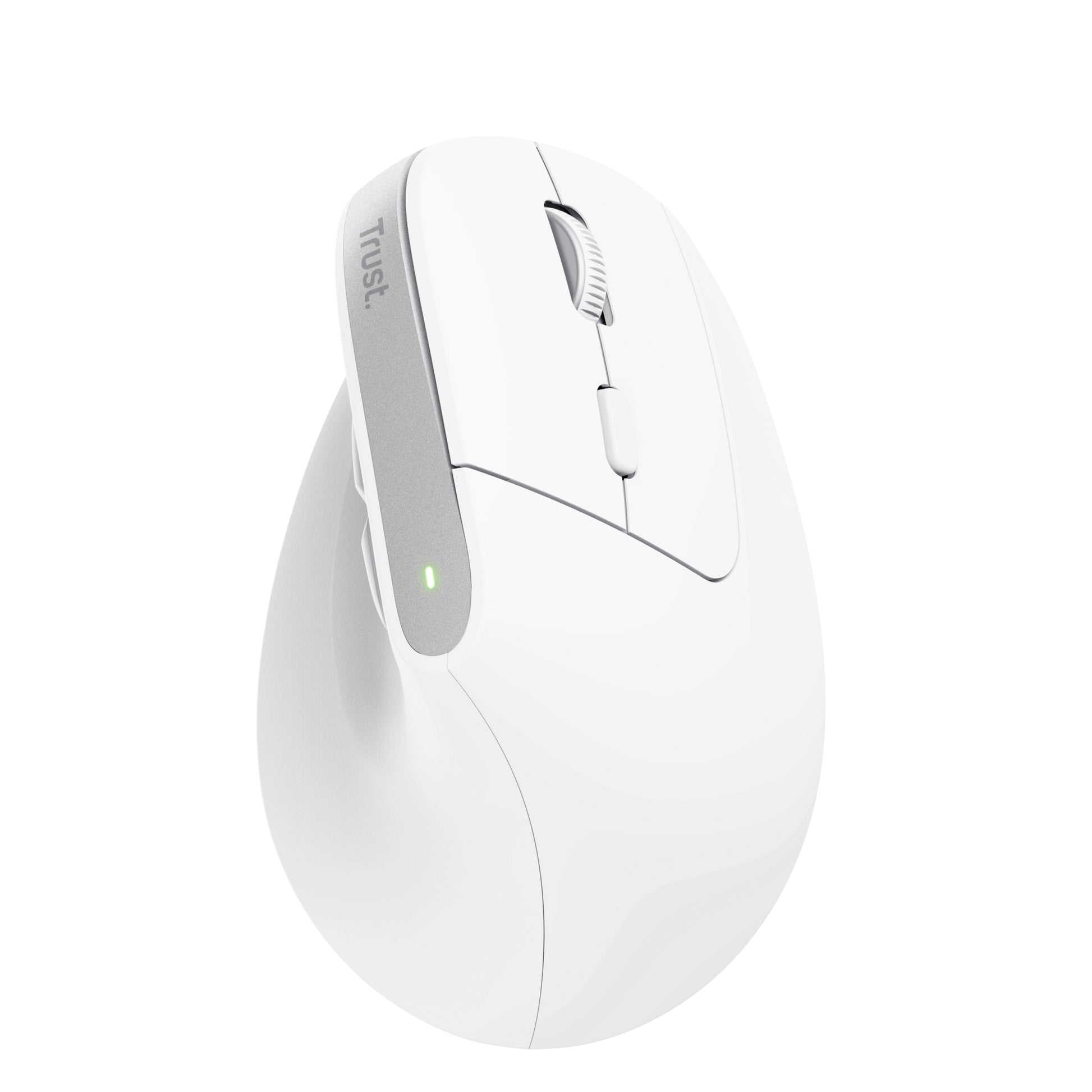 Trust Bayo+ – Vertikale Maus – Kabellos (Bluetooth/2,4 GHz), Rechtshänder, Weiss