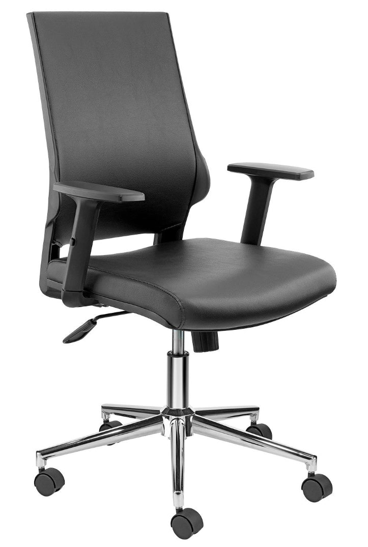 Q-CONNECT Andromeda Bürostuhl – Kunstleder – Schwarz, höhenverstellbare Armlehnen, 49–58,5 cm, bis 200 kg