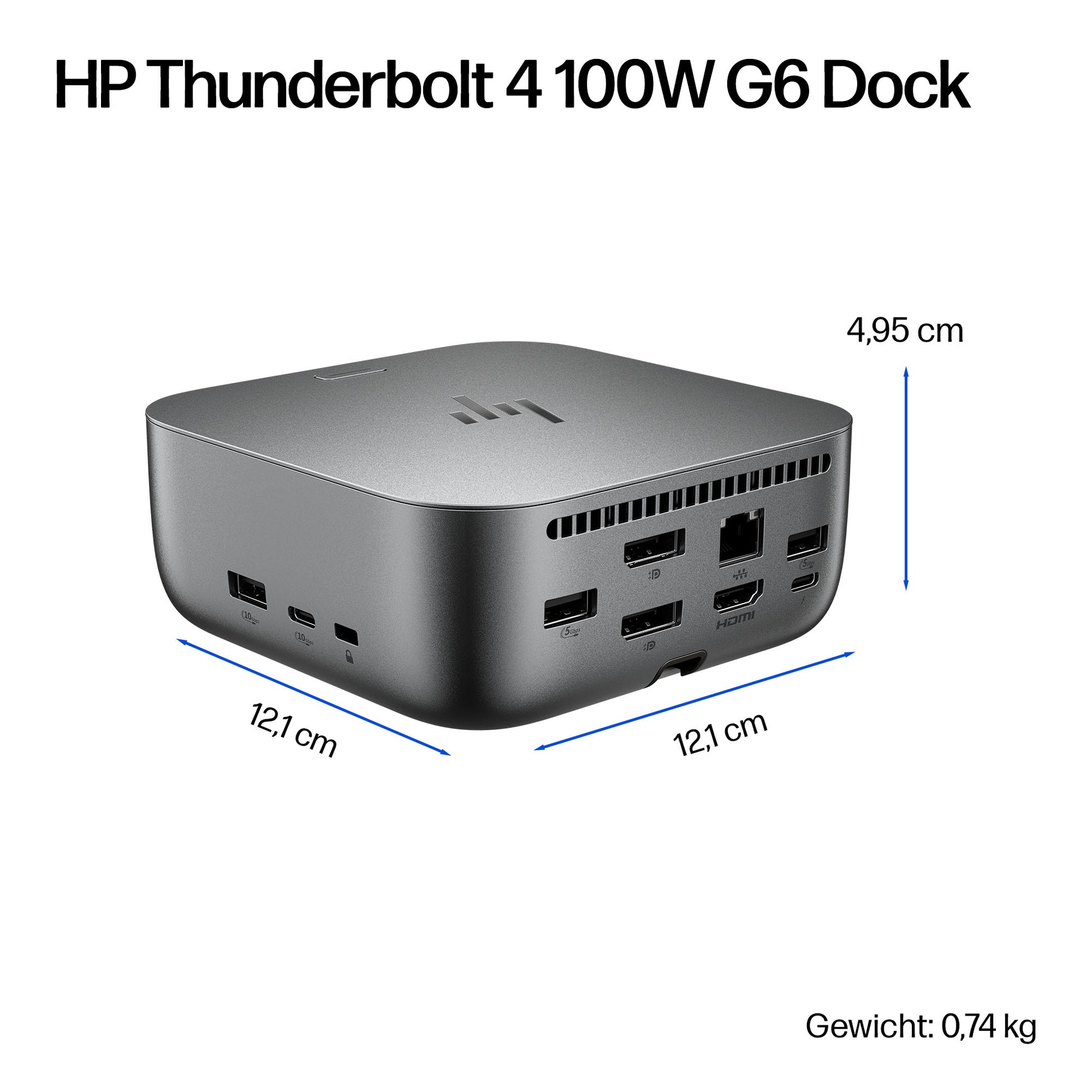 HP G6 Dockingstation – Thunderbolt 4, 1× HDMI, 3× USB-A, 2× USB-C, 100 W PD, 2.5GbE, für Windows/macOS/Linux