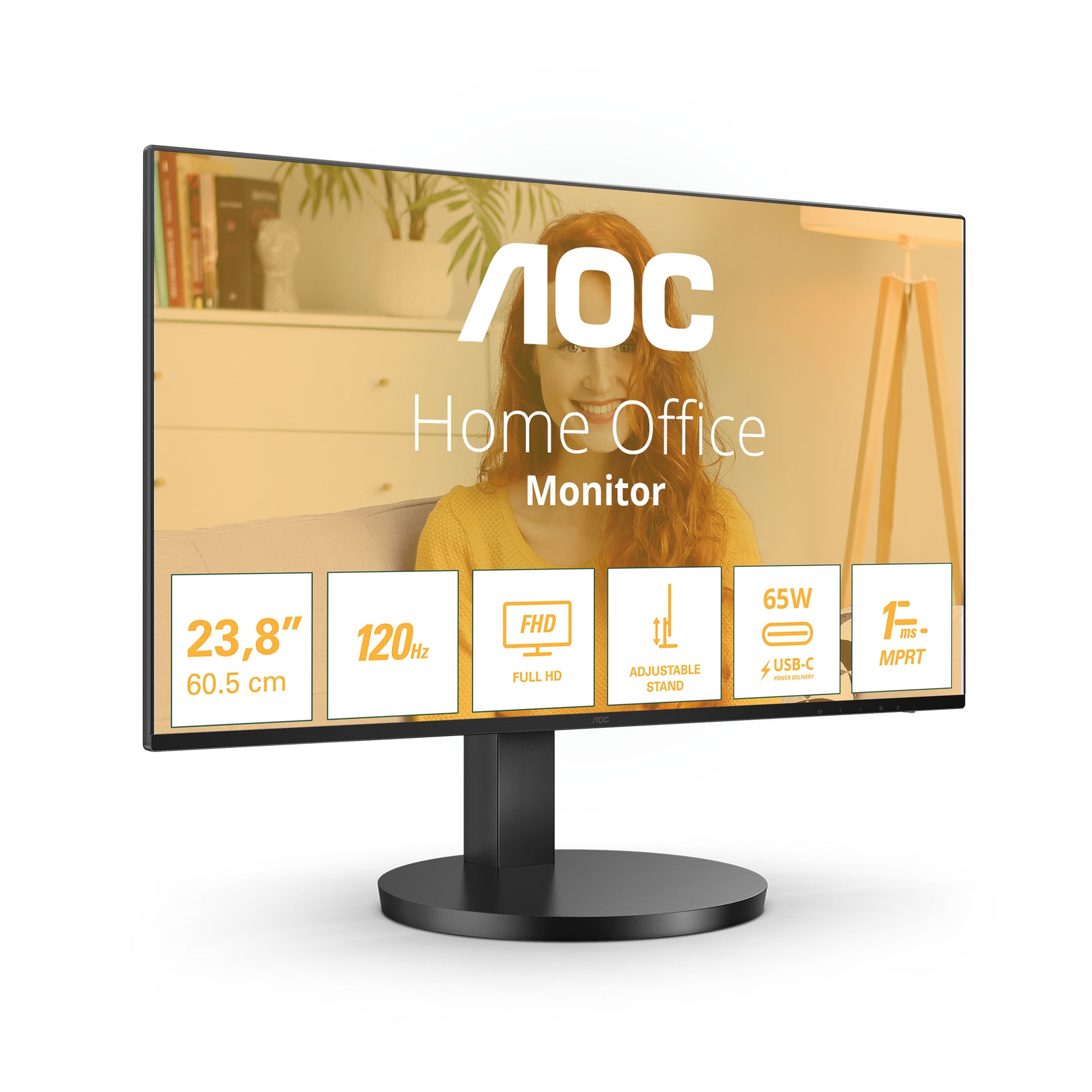 AOC 27B3CF2 – Monitor, 27", IPS, 100 Hz, 250 cd/m², USB-C, Lautsprecher, VESA 100 × 100, Schwarz