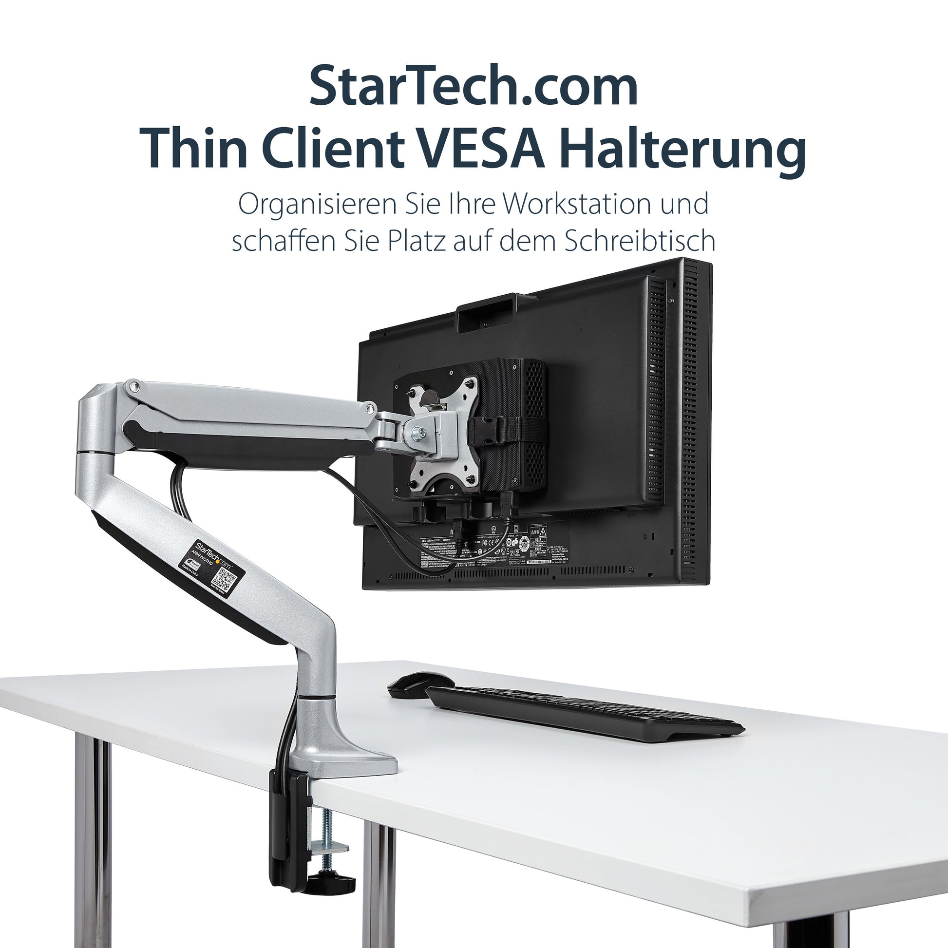 StarTech.com Thin Client Halterung – VESA-Adapterplatte – VESA 75×75/100×100 mm – bis 5 kg – Schwarz
