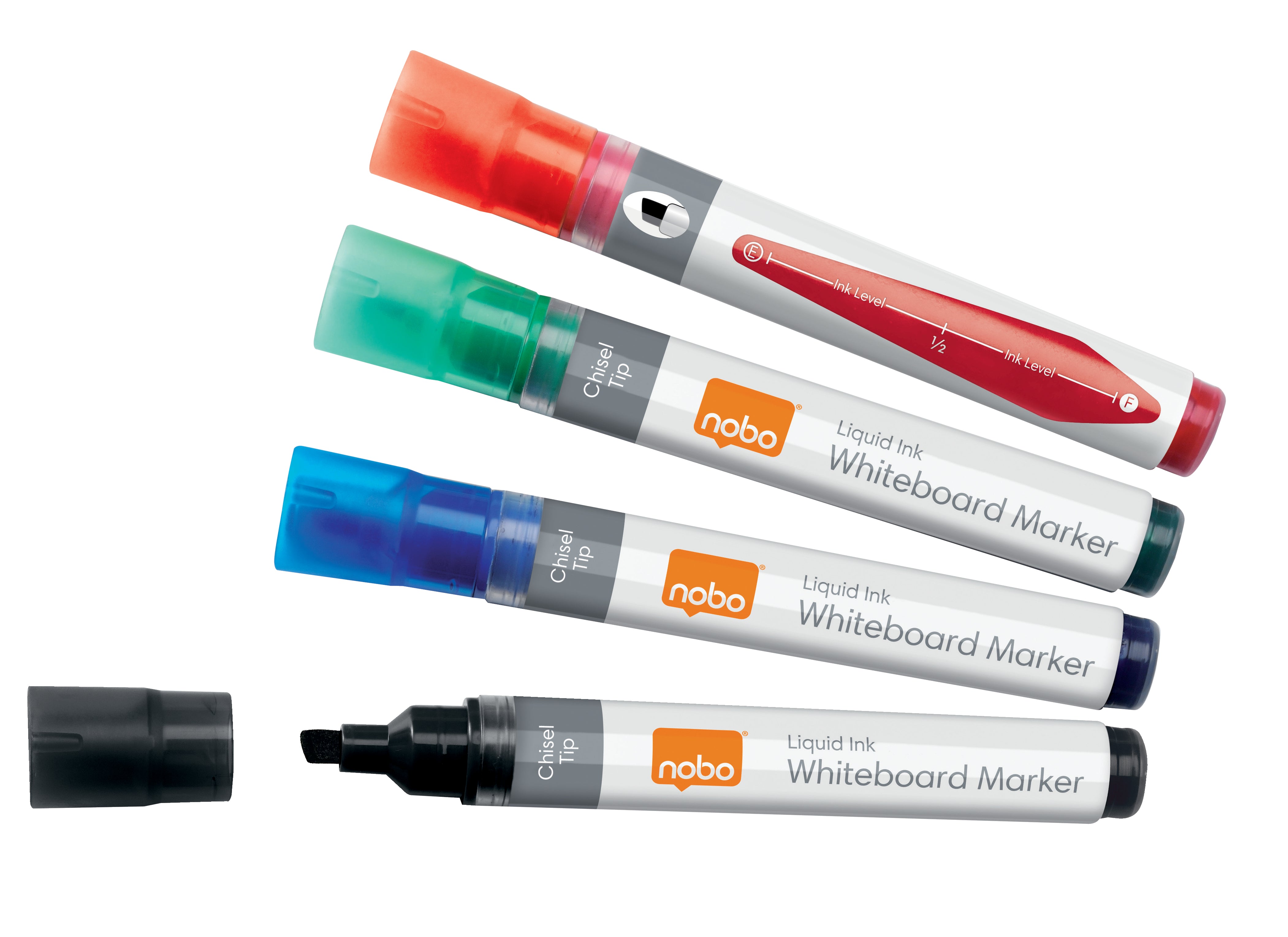 Nobo Whiteboard-Marker – 4 Farben, 4 Stück, trocken abwischbar – für Whiteboards, Flipcharts und OHP-Folien