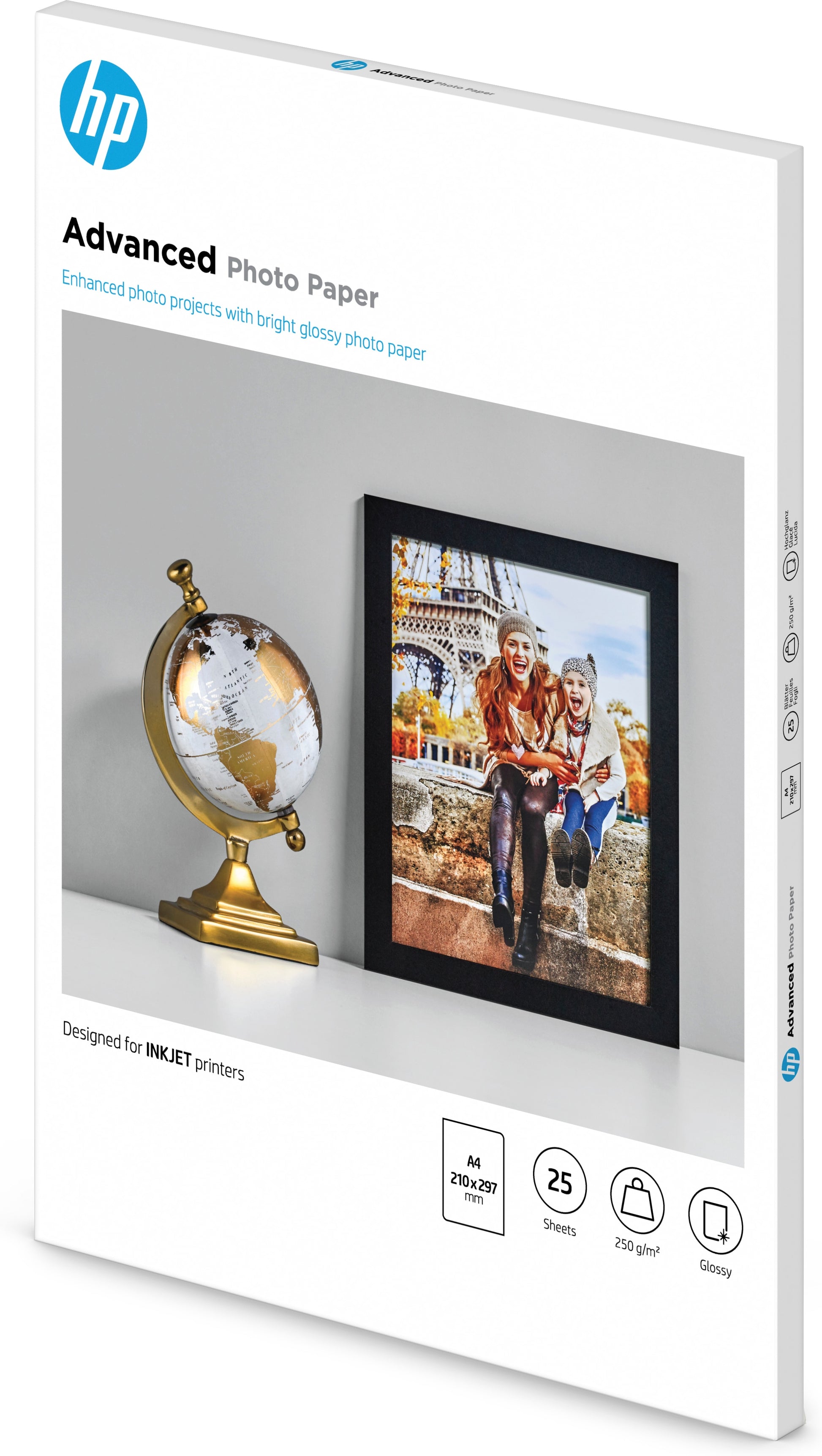 HP Advanced Fotopapier – hochglänzend, A4, 250 g/m², 25 Blatt – für Inkjet-Drucker