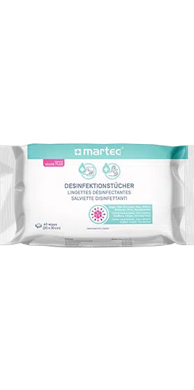 MARTEC Desinfektions-Reinigungstücher, feucht – für abwaschbare Oberflächen und Hände, weiss, 40 Stk.