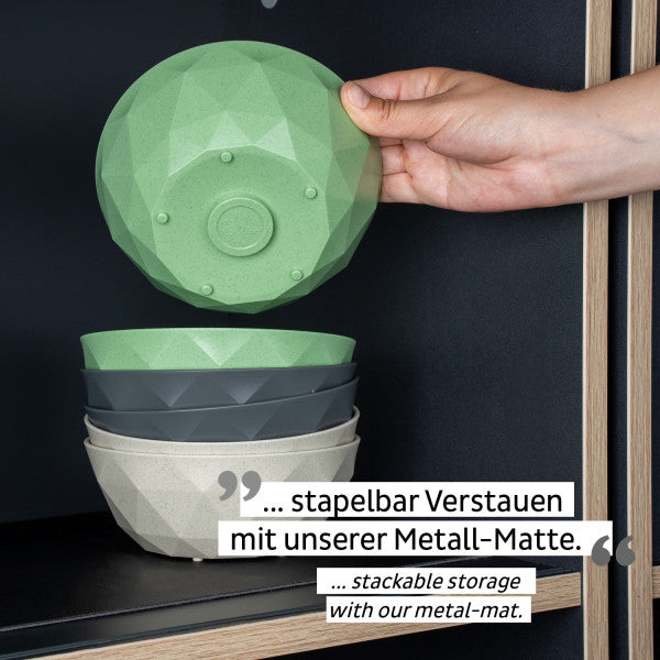 Silwy Suppenschüssel – 2er Set, 500 ml, Ø 16 cm, H 6,3 cm, Kunststoff, Grün, stapelbar
