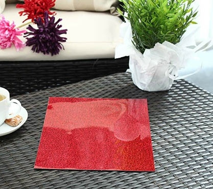 Happy Fabric Aufbügelfolie (HTV), glattes Vinyl, rot, Glitzer, 25 cm × 1 m, 1 Rolle