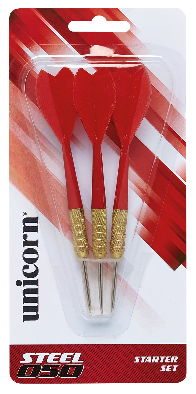 Unicorn 050 Dartpfeile – Stahlspitze, 17 g – 3 Stück – Gold/Rot