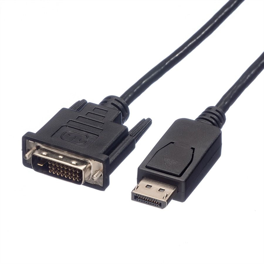 ROLINE DisplayPort auf DVI Kabel DP 1.1 – 1080p 60 Hz – 1,5 m – verriegelbar – für Grafikkarten an DVI-Monitor