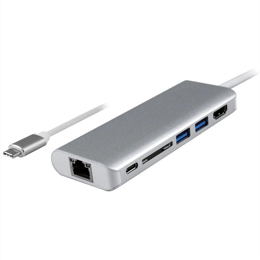 ROLINE Dockingstation – USB-C, 1× HDMI, 2× USB-A, 1× USB-C, SD/microSD, GbE, für Windows/Mac