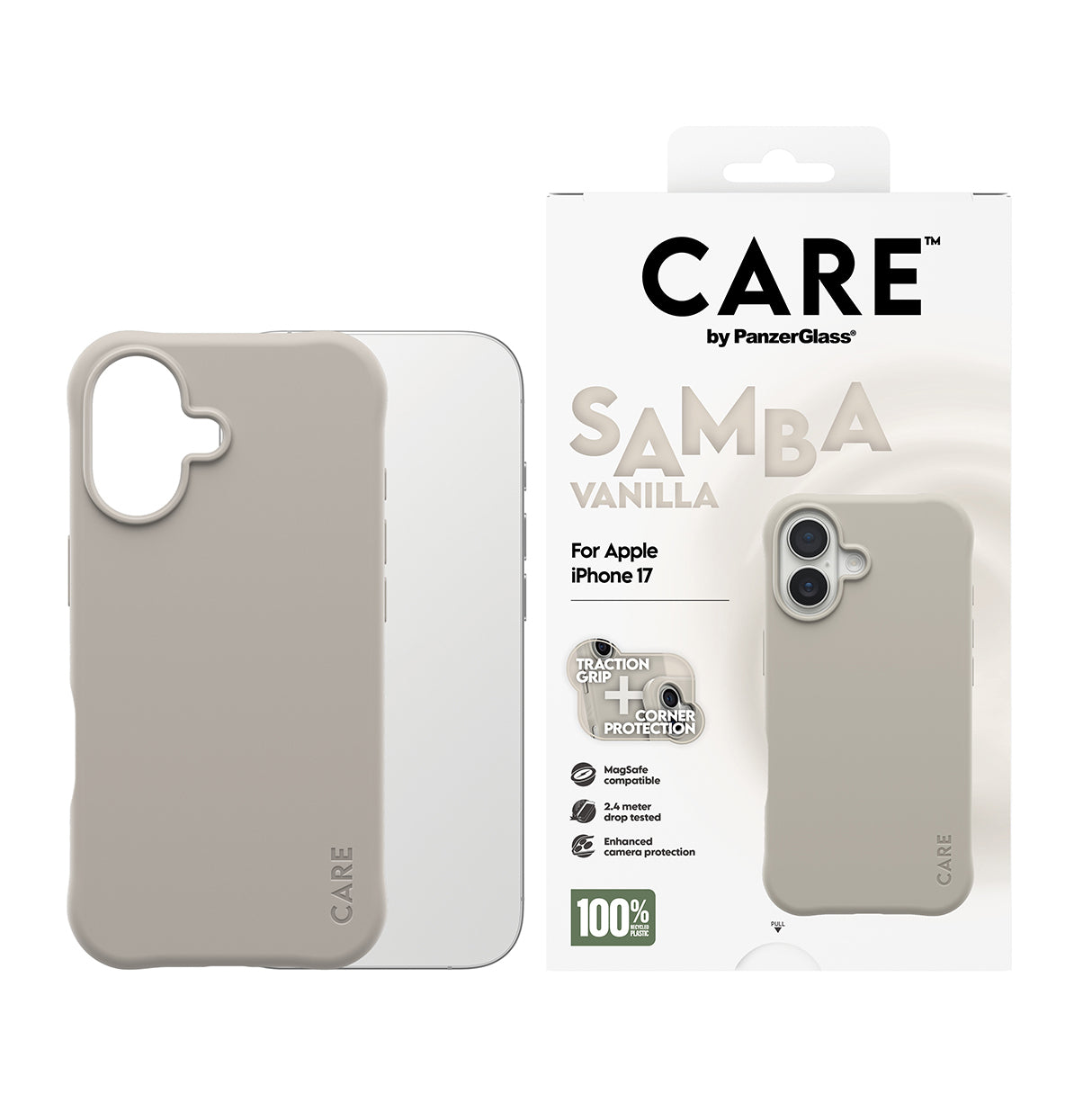 PanzerGlass Backcover CARE Samba – für Apple iPhone 17 – Beige – TPU – MagSafe-kompatibel