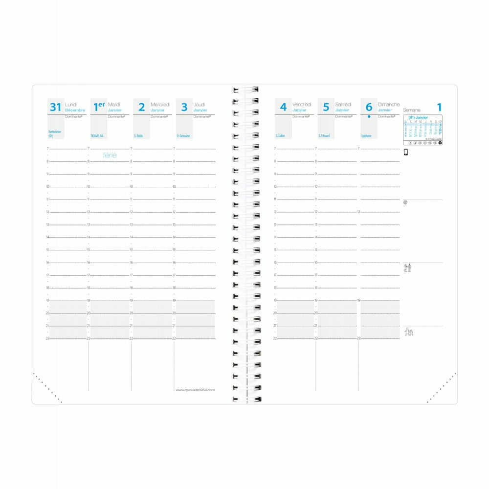 Quo Vadis Time & Life Pocket – Kalendereinlage 2027, 1 Woche/2 Seiten, 14,6 × 10,4 cm, für Time & Life Pocket
