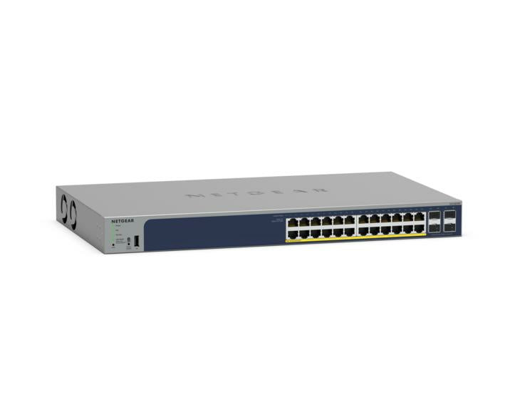 NETGEAR GS728TPP – Managed Switch – 24×GbE, 4×SFP, L2/L3, PoE+ 380 W, 19" Rack