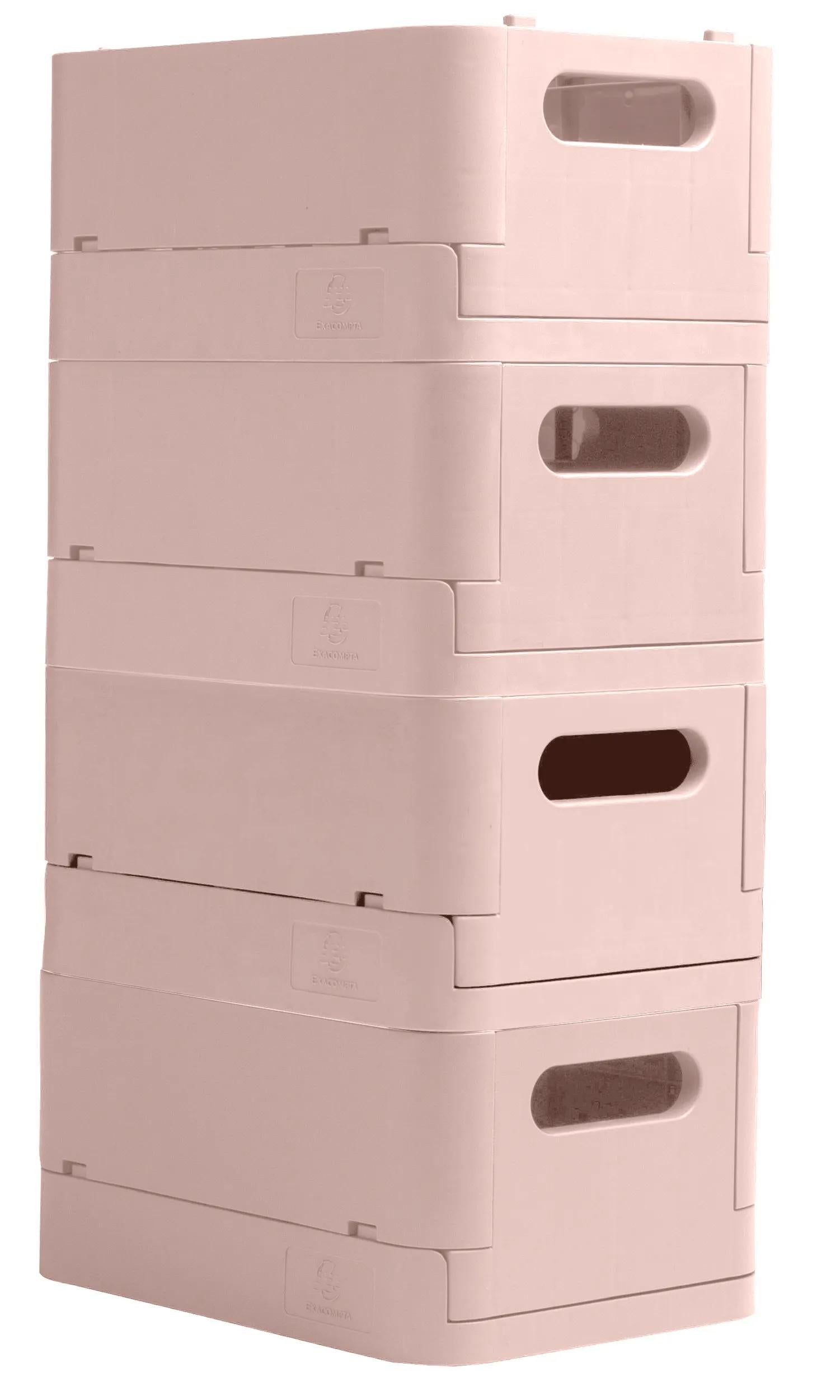 Exacompta Aufbewahrungsbox B 276 × H 120 × T 188 mm – für A5+, mit Tragegriff, stapelbar, Nude, PP