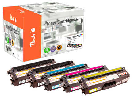 Peach Toner-Multipack TN-423 – BK/C/M/Y, schwarz 6500, C/M/Y 4000 Seiten – für Brother DCPL8410CDN und andere