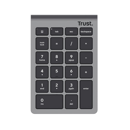 Trust Xalas – Tastatur, kabellos (2,4 GHz), Ziffernblock, Scissor, Silber – für Windows & macOS