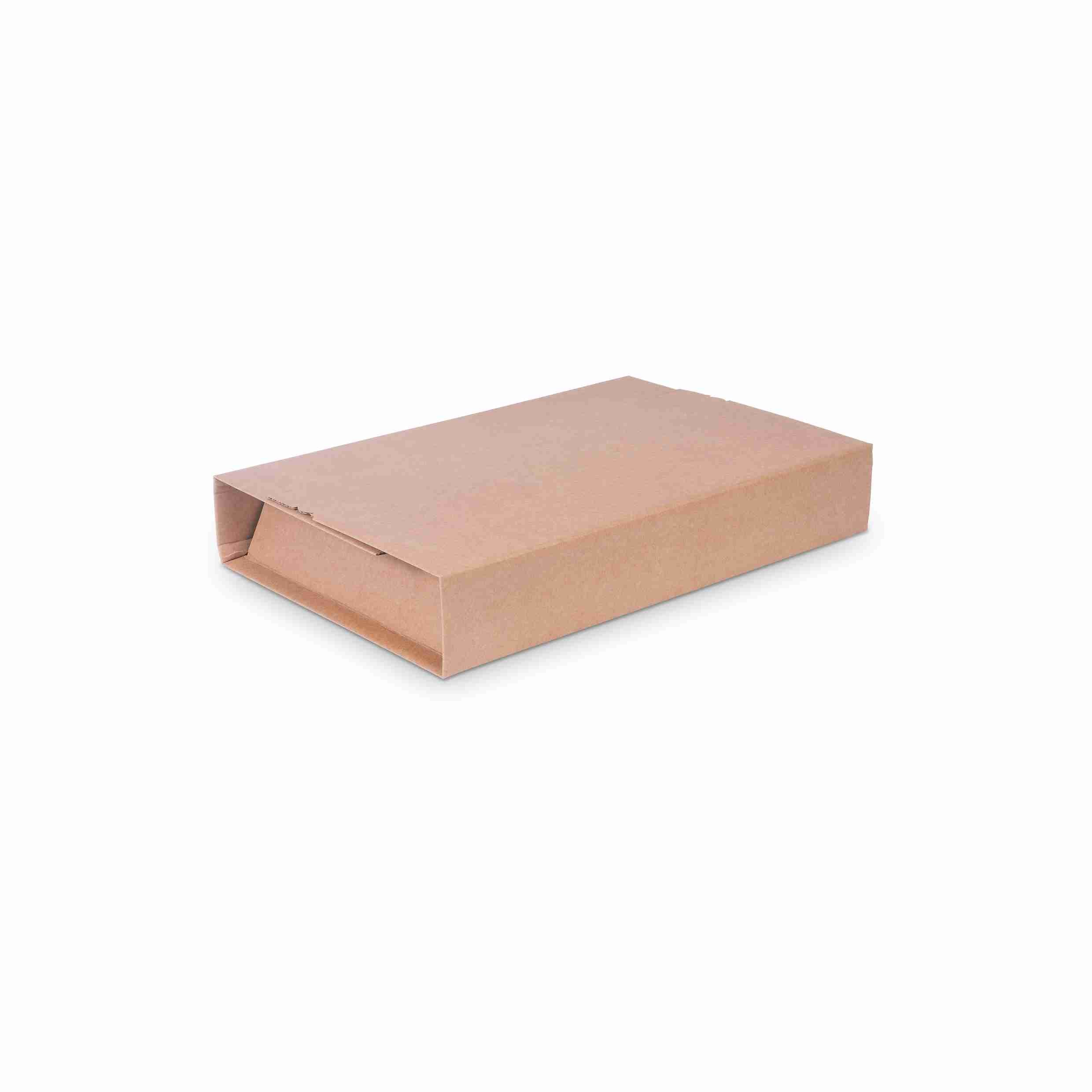 Model Versandkarton – 350 × 260 × 70 mm, braun, Wellkarton, Automatikboden, selbstklebend – 1 Palette (900 Stk.)