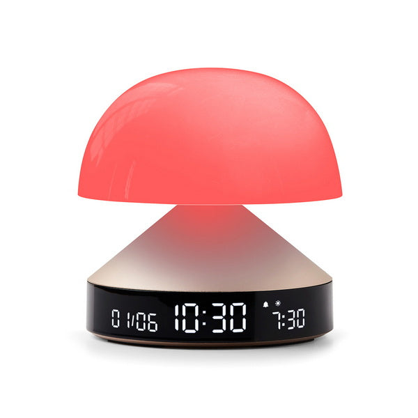 LEXON Lichtwecker Mina Sunrise – digital – 11 × 11 cm, gold, Aluminium, USB, 5 Wecktöne