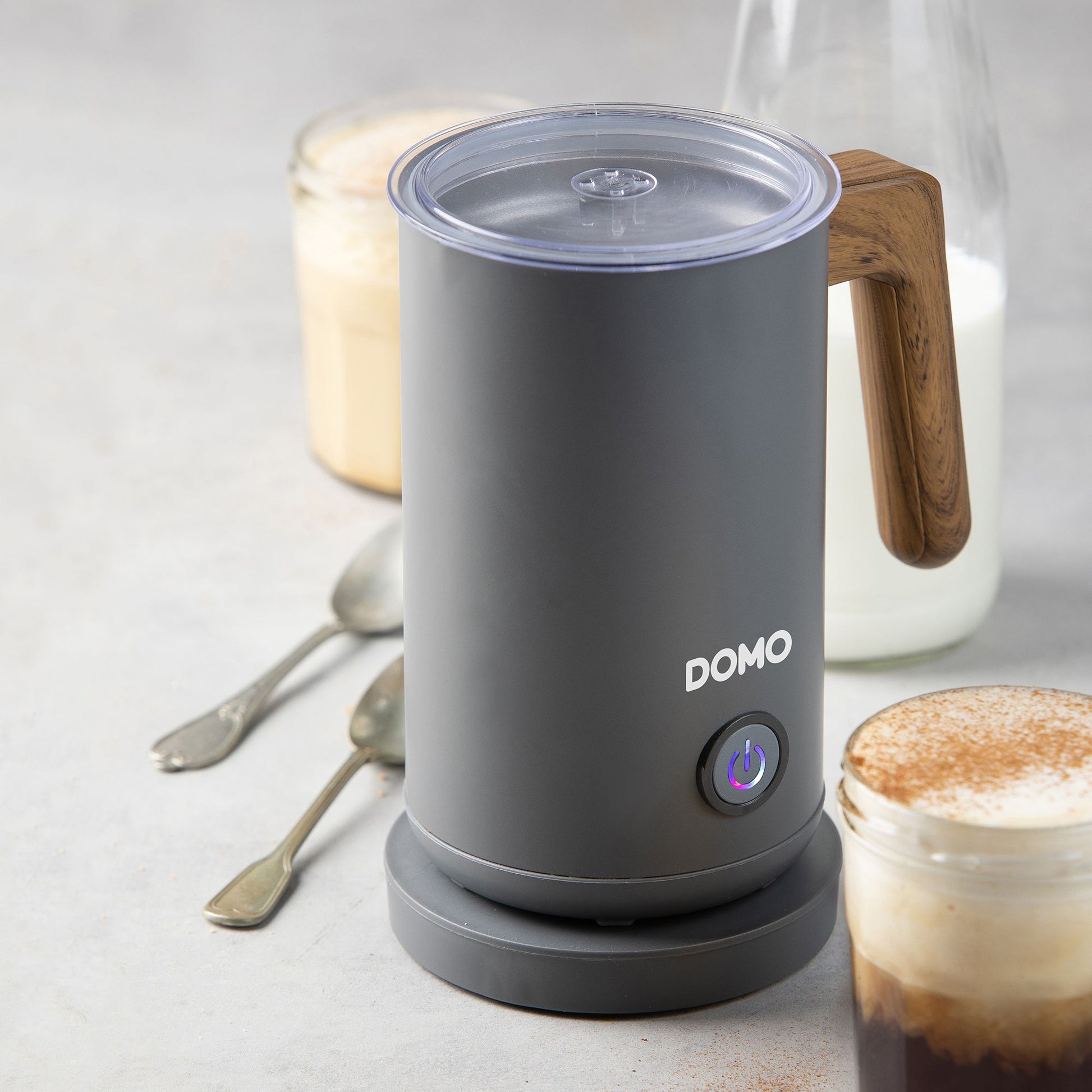 Domo Milchaufschäumer DO745MF – 300 ml, 500 W, Teflonbeschichtet – Grau