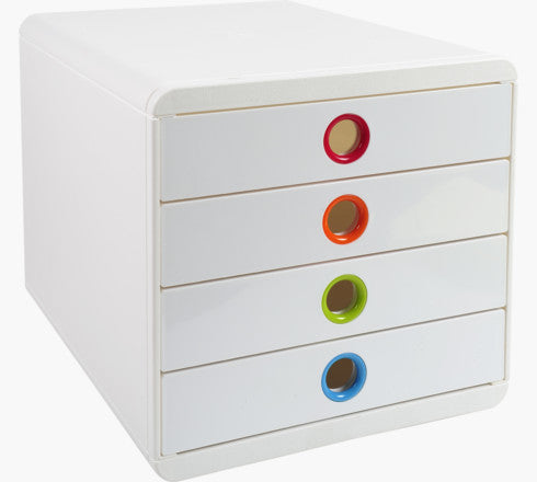 Exacompta Schubladenbox Pop-Box BlackOffice – A4+, 26,7 cm, Weiss
