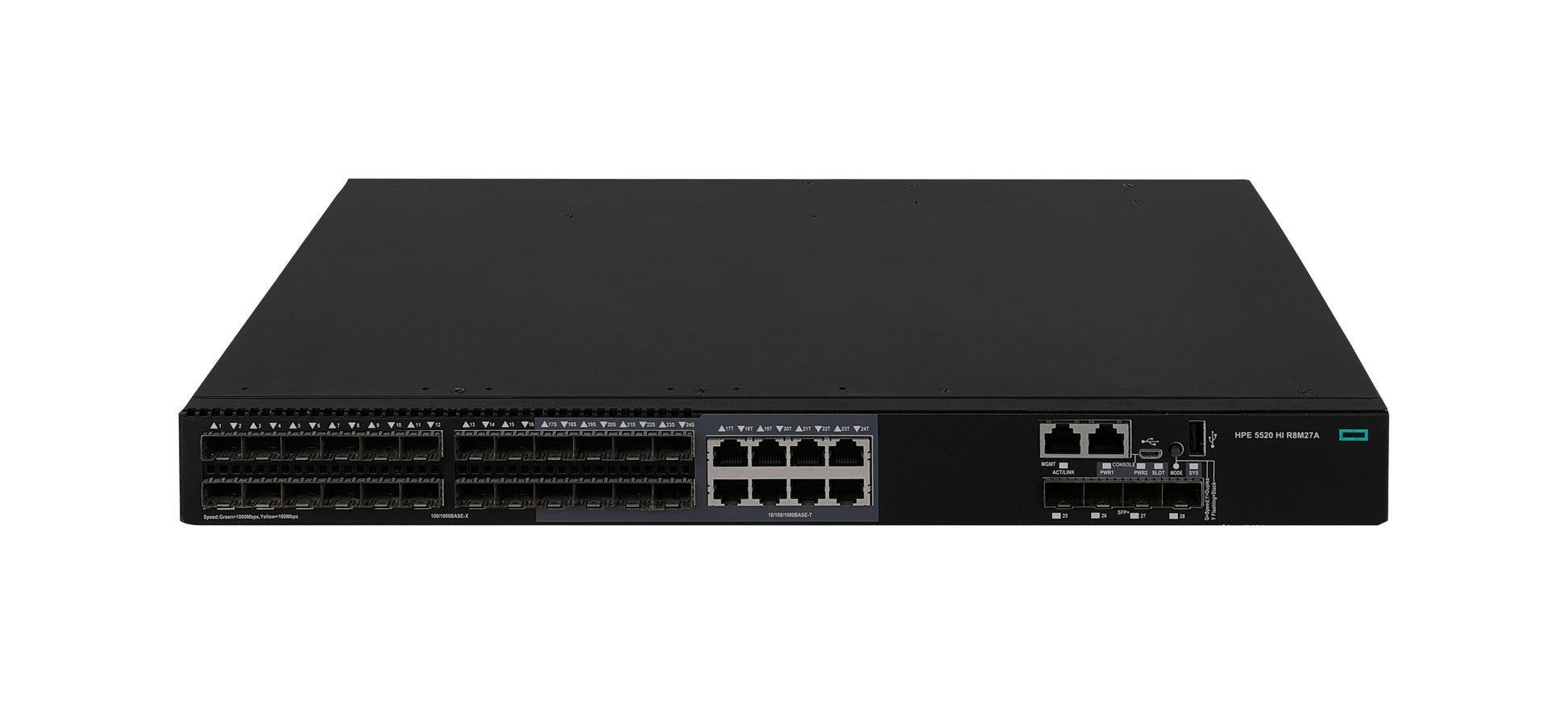 HPE 5520HI – Managed L3 Switch – 24× 1G SFP, 4× SFP+ (10G), 19", 1U