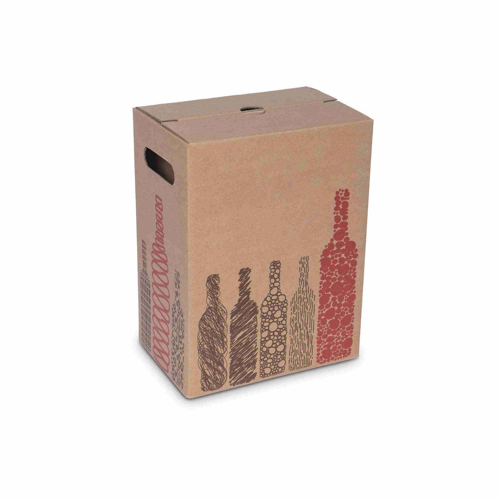Model Weinversandkarton – für 6 × 0,75 l, max. 300 mm & Ø75 mm – 232 × 155 × 304 mm, braun – 1 Palette (720 Stk.)