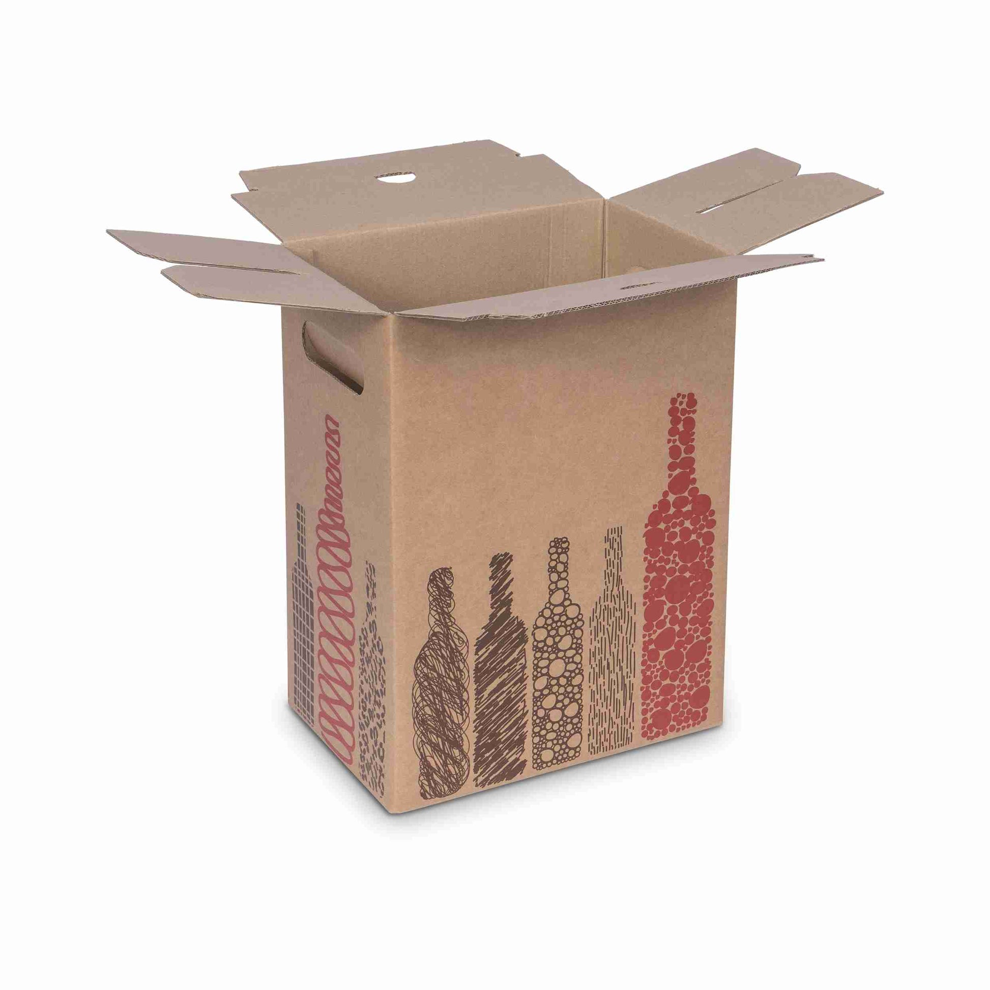 Model Weinversandkarton – für 6 × 0,75 l, max. 300 mm & Ø75 mm – 232 × 155 × 304 mm, braun – 1 Palette (720 Stk.)