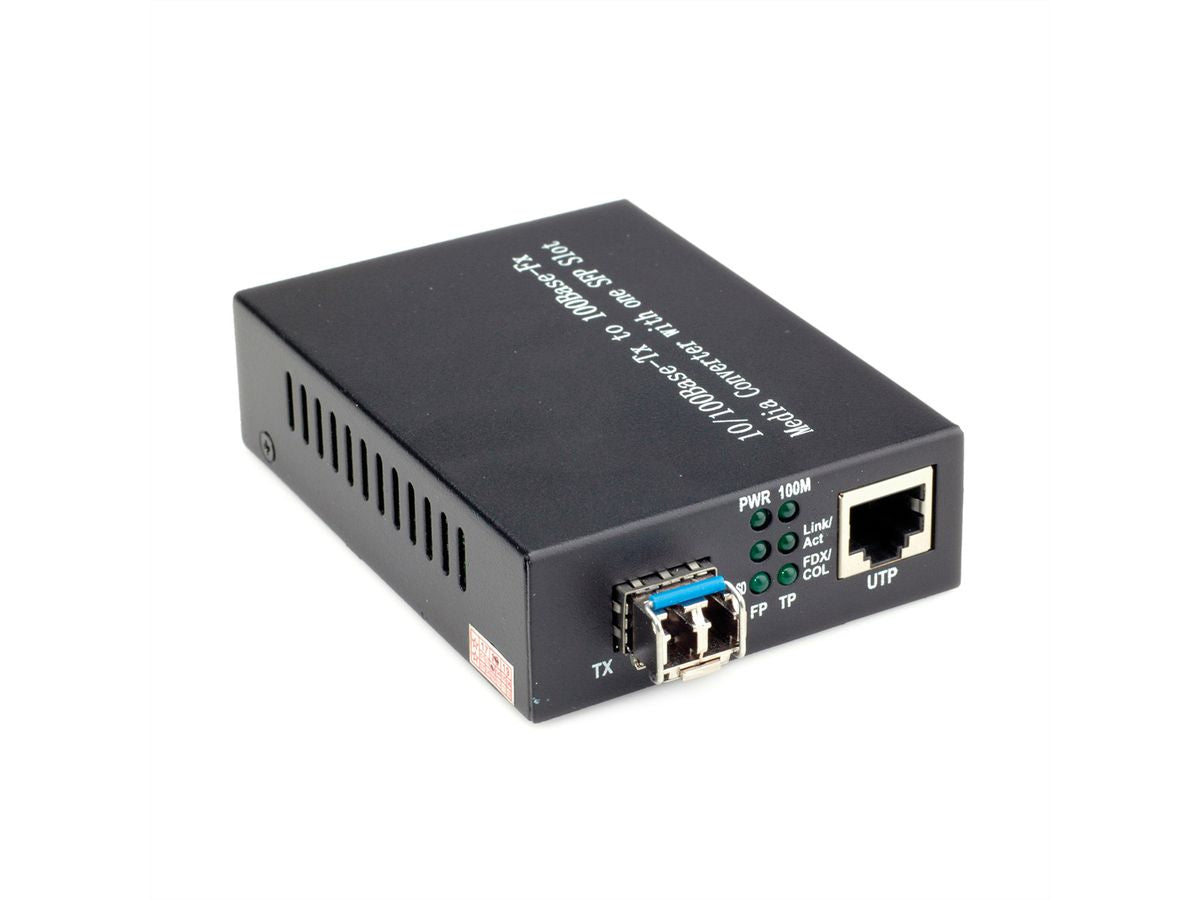 VALUE Medienkonverter – RJ-45 zu LC, 100 Mbit/s, Multimode, bis 500 m, 1× RJ-45/1× LC – Schwarz