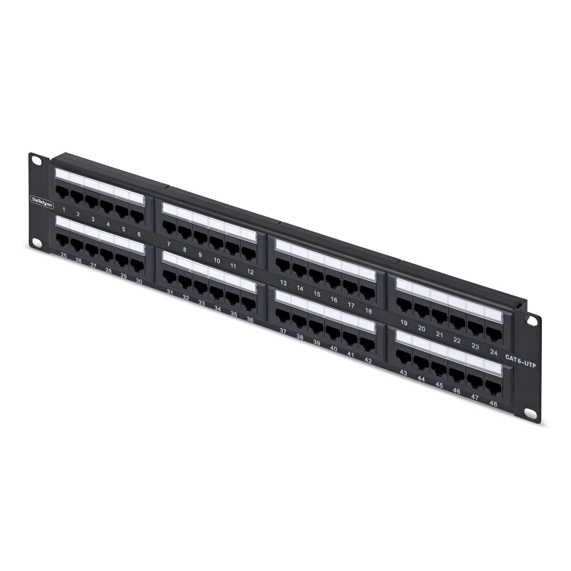 StarTech.com 48-Port Patchpanel – Cat6, 48× RJ-45, Gigabit (1G), 2U, 19", U/UTP, Schwarz