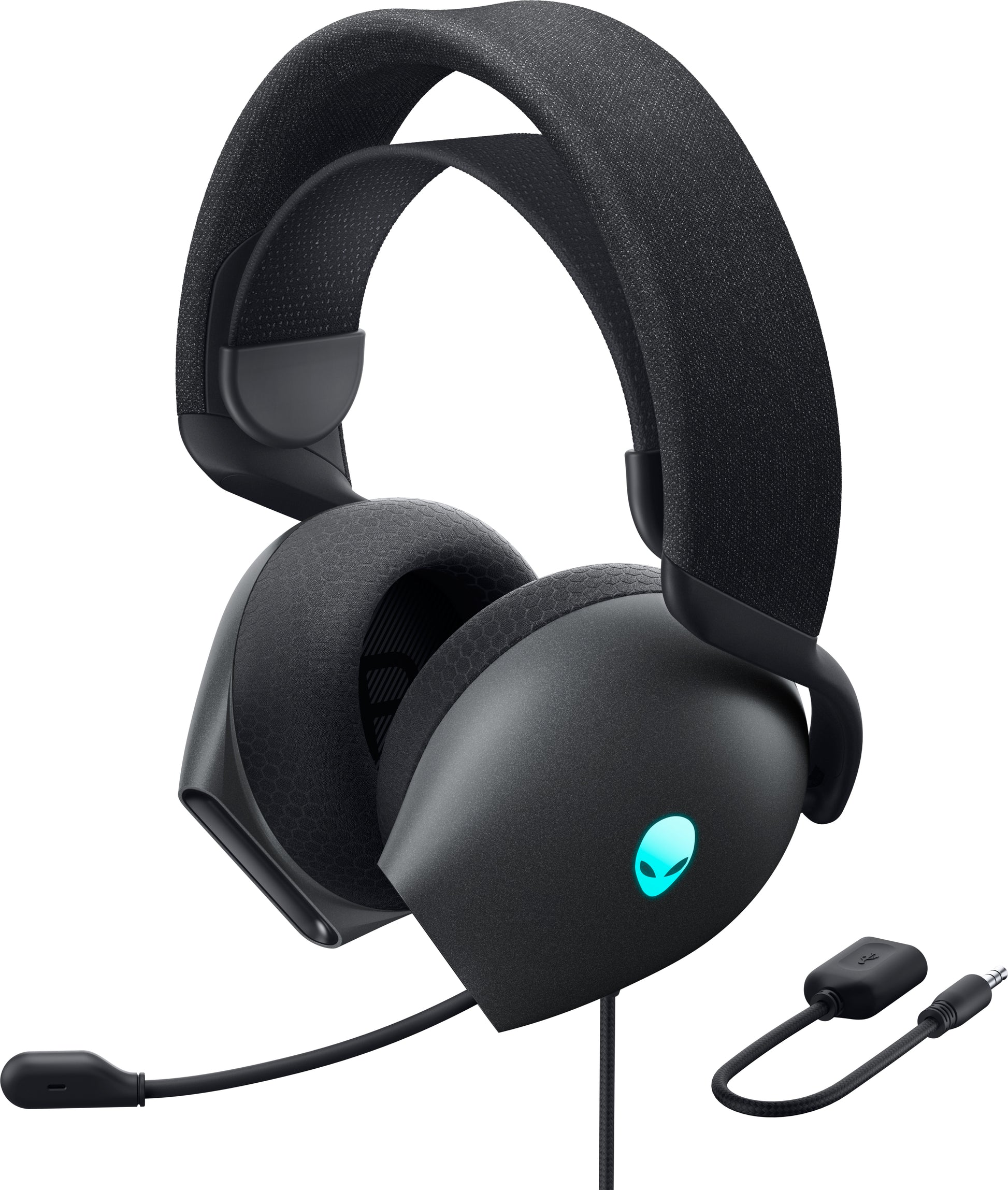 Alienware AW520H Gaming-Headset – Over-Ear, Stereo, Kabelgebunden, 3,5 mm Klinke + USB, Grau
