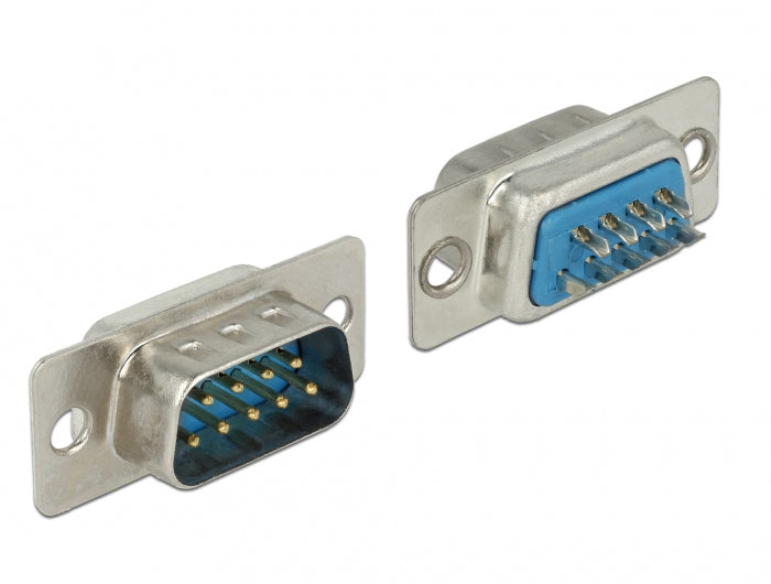 DeLOCK 65881 – RS-232 Stecker Sub-D 9-pol, Lötpins, Blau, Silber